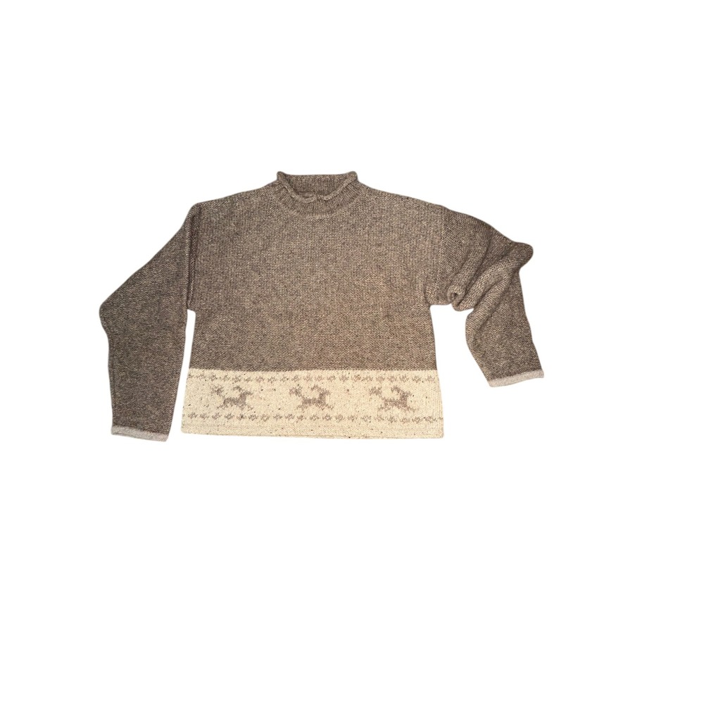 Vintage Obermeyer Wool Knit pullover brown sweater‎ size Large